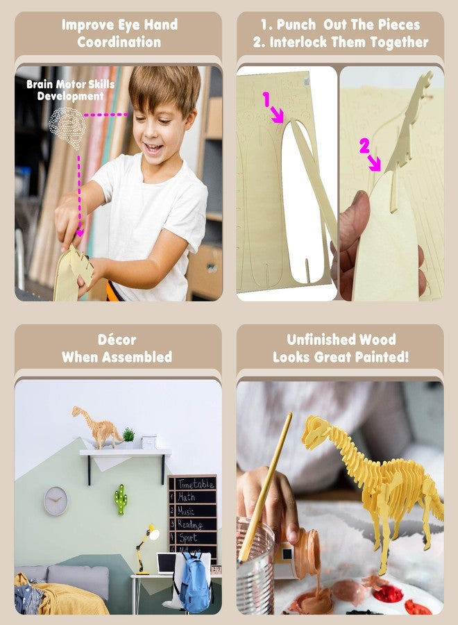 Puzzled Brachiosaurus LR 3D Natural Wood Puzzle - Image 3